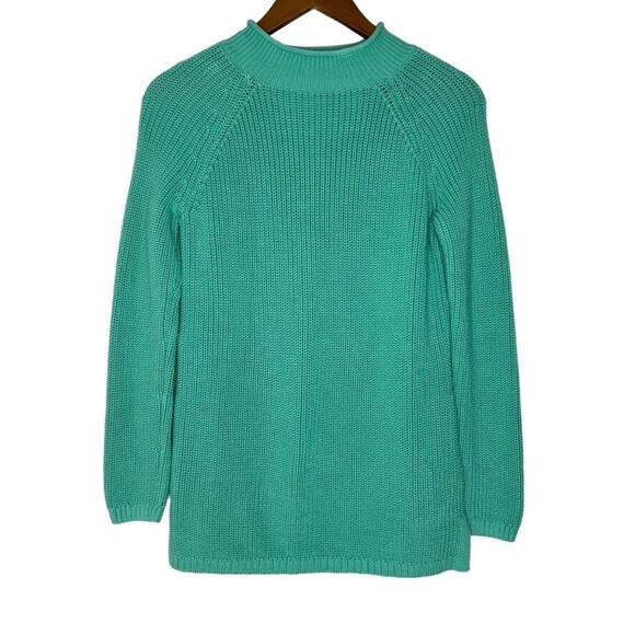 Talbots Teal Cable Knit Turtleneck Pullover Sweater Size Small Women’s - Picture 1 of 10